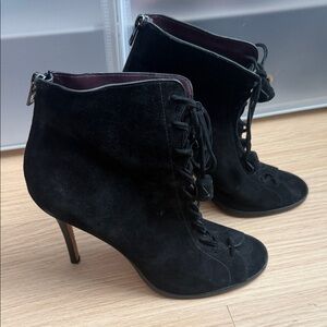 Coach Black Suede Lace-Up Heeled Boots